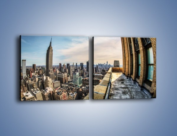 Obraz na płótnie – Empire State Building na Manhattanie – dwuczęściowy kwadratowy poziomy AM610