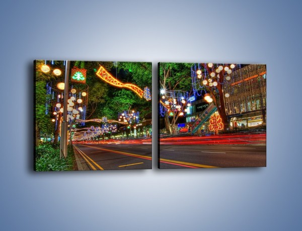 Obraz na płótnie – Noworoczne dekoracje w Singapurze – dwuczęściowy kwadratowy poziomy AM616