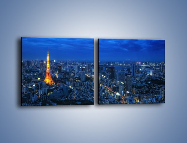 Obraz na płótnie – Tokyo Tower w Japonii – dwuczęściowy kwadratowy poziomy AM621