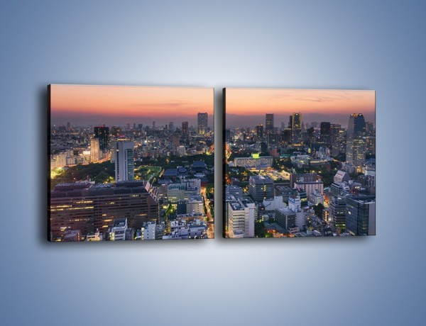 Obraz na płótnie – Tokyo o poranku – dwuczęściowy kwadratowy poziomy AM633