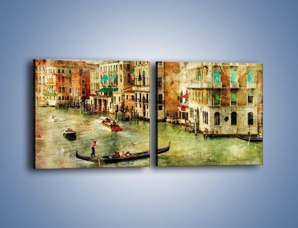 Obraz na płótnie – Weneckie Canal Grande w stylu vintage – dwuczęściowy kwadratowy poziomy AM643