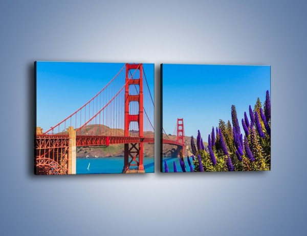 Obraz na płótnie – Golden Gate pod błękitnym niebem – dwuczęściowy kwadratowy poziomy AM644