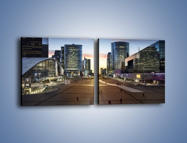 Obraz na płótnie – Quartier La Défense w Paryżu – dwuczęściowy kwadratowy poziomy AM647