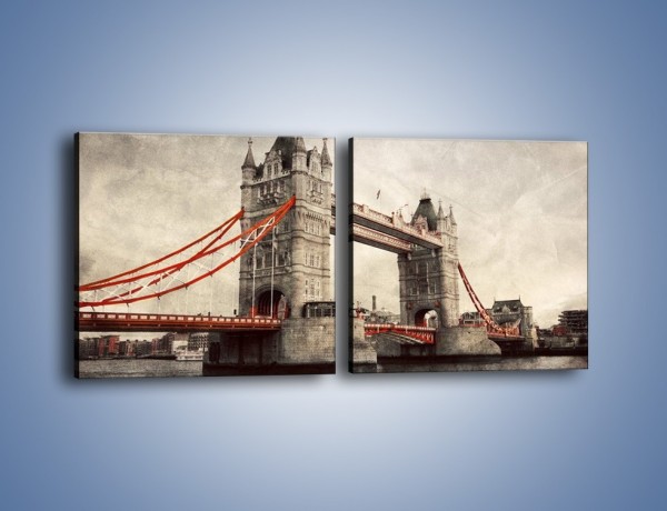 Obraz na płótnie – Tower Bridge w stylu vintage – dwuczęściowy kwadratowy poziomy AM668