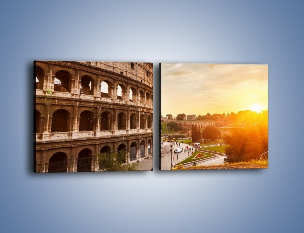 Obraz na płótnie – Rzymskie Koloseum o zachodzie słońca – dwuczęściowy kwadratowy poziomy AM684