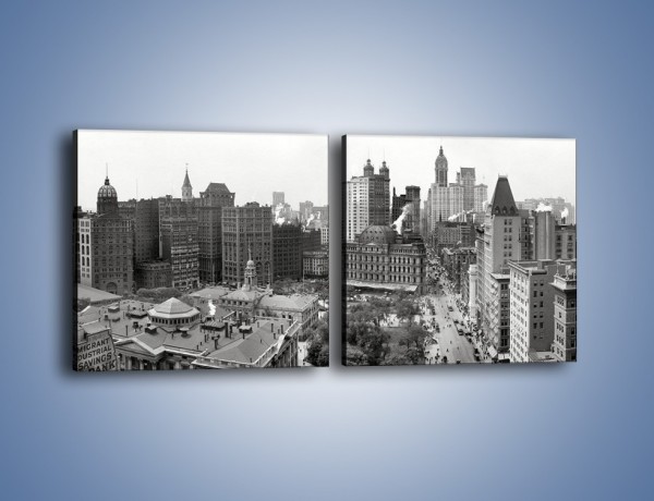 Obraz na płótnie – Manhattan na początku XX wieku – dwuczęściowy kwadratowy poziomy AM686