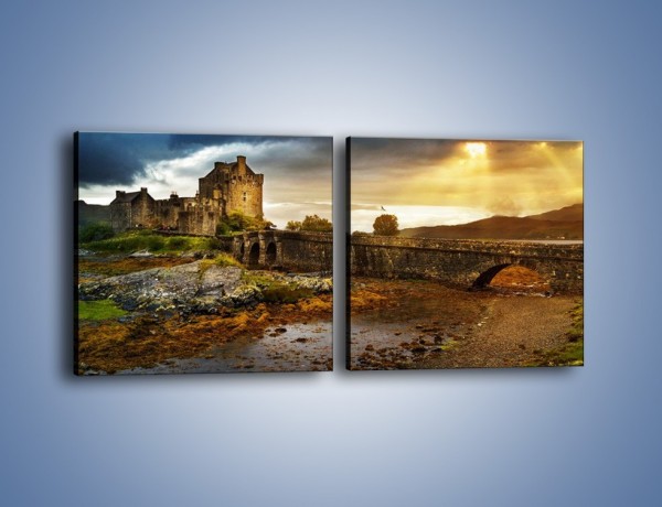 Obraz na płótnie – Zamek Eilean Donan w Szkocji – dwuczęściowy kwadratowy poziomy AM697