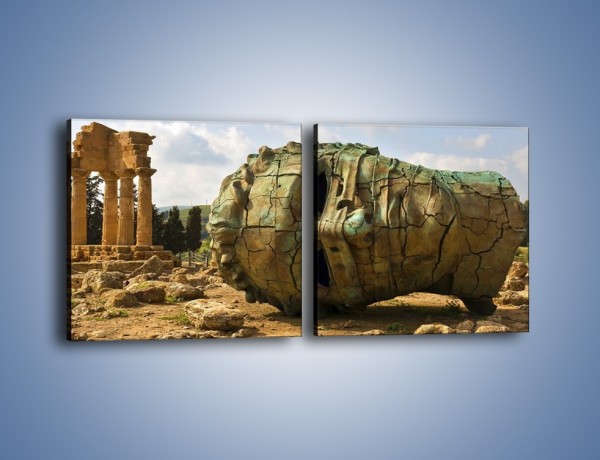 Obraz na płótnie – Ruiny Świątyni Kastora i Polluksa – dwuczęściowy kwadratowy poziomy AM705
