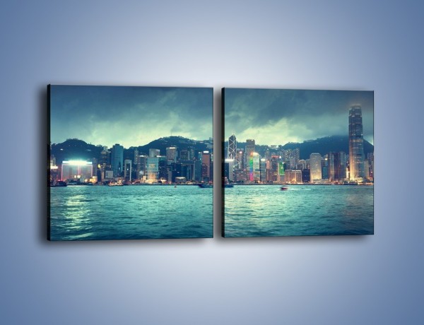 Obraz na płótnie – Linia nabrzeża Hong Kongu – dwuczęściowy kwadratowy poziomy AM708