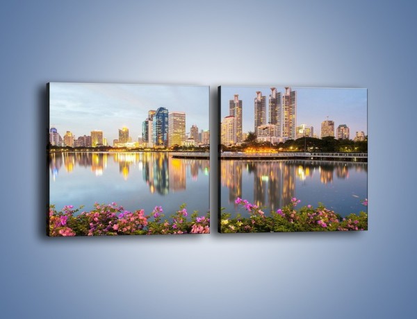 Obraz na płótnie – Panorama Bangkoku – dwuczęściowy kwadratowy poziomy AM710