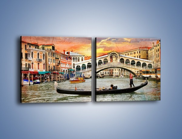 Obraz na płótnie – Most Rialto w Wenecji w stylu vintage – dwuczęściowy kwadratowy poziomy AM711