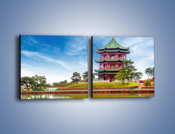 Obraz na płótnie – Chiński ogród w Singapurze – dwuczęściowy kwadratowy poziomy AM715