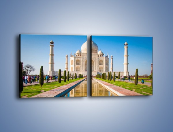 Obraz na płótnie – Taj Mahal pod błękitnym niebem – dwuczęściowy kwadratowy poziomy AM750