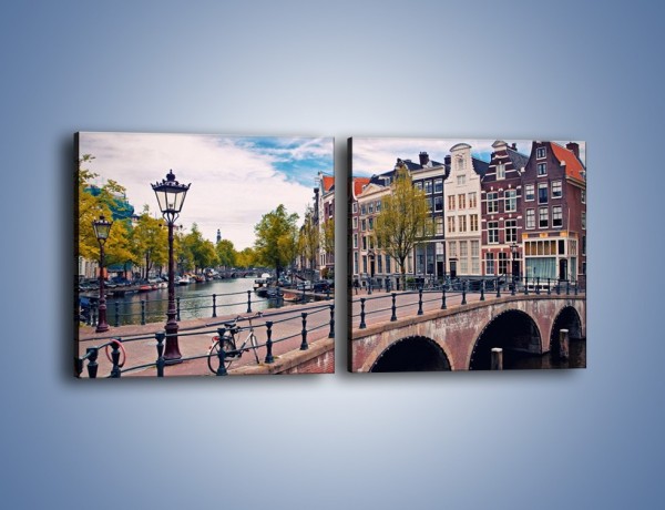 Obraz na płótnie – Kanał i most amsterdamski – dwuczęściowy kwadratowy poziomy AM759