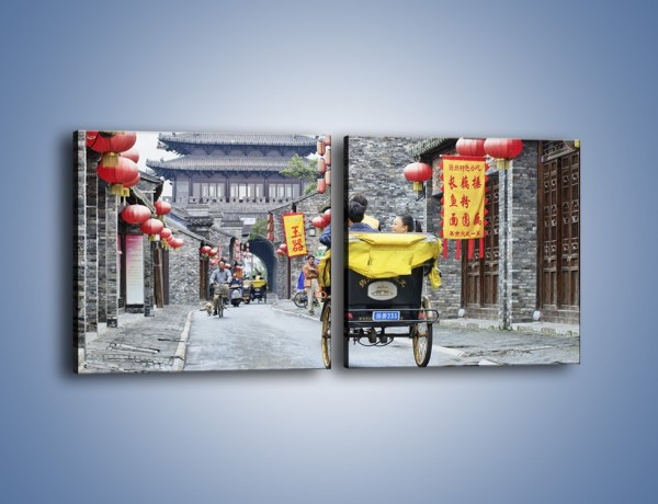 Obraz na płótnie – Podróż rikszą w mieście Zhangjiakou – dwuczęściowy kwadratowy poziomy AM762