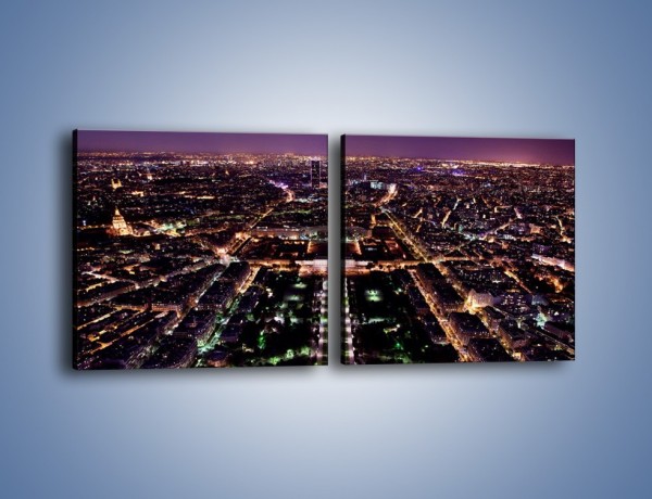 Obraz na płótnie – Panorama Paryża z Wieży Eiffla – dwuczęściowy kwadratowy poziomy AM764