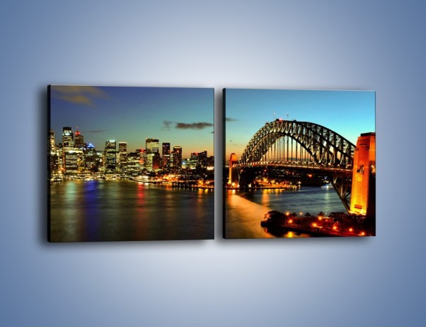 Obraz na płótnie – Panorama Sydney po zmroku – dwuczęściowy kwadratowy poziomy AM770