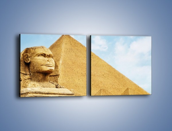Obraz na płótnie – Sfinks i piramidy – dwuczęściowy kwadratowy poziomy AM782