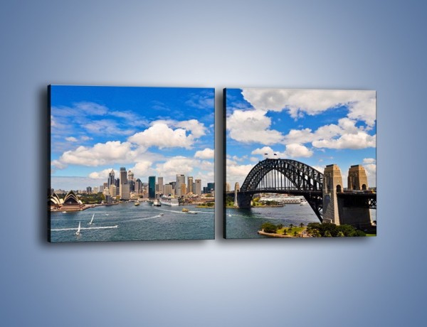 Obraz na płótnie – Panorama Sydney w pochmurny dzień – dwuczęściowy kwadratowy poziomy AM784