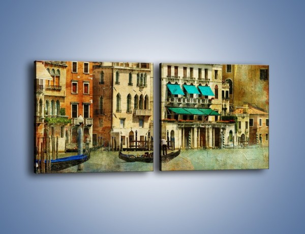 Obraz na płótnie – Weneckie domy w stylu vintage – dwuczęściowy kwadratowy poziomy AM785