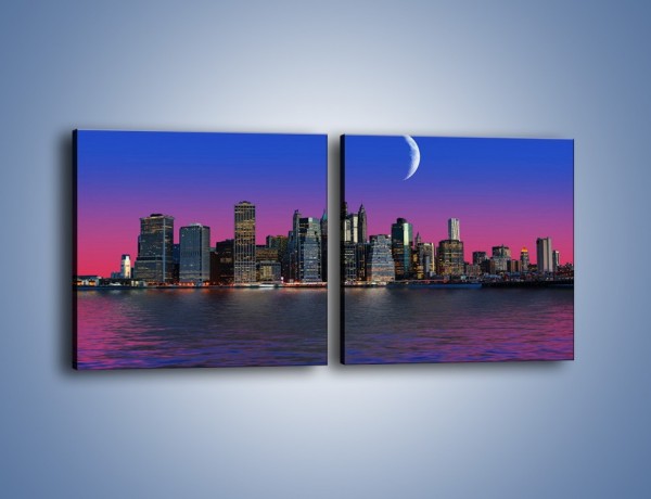 Obraz na płótnie – Księżyc nad Manhattanem – dwuczęściowy kwadratowy poziomy AM790