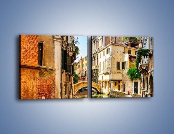 Obraz na płótnie – Romantyczny kanał w Wenecji – dwuczęściowy kwadratowy poziomy AM795