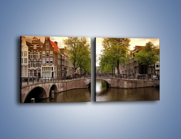 Obraz na płótnie – Amsterdamski kanał – dwuczęściowy kwadratowy poziomy AM800