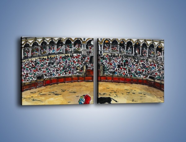Obraz na płótnie – Walka torreadora z bykiem – dwuczęściowy kwadratowy poziomy GR040