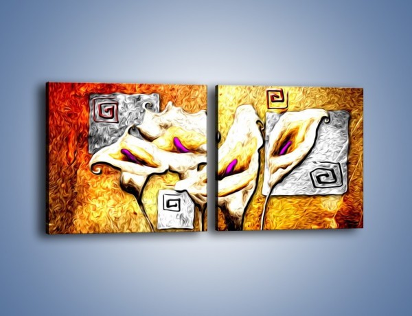 Obraz na płótnie – Kalie i ogień – dwuczęściowy kwadratowy poziomy GR128