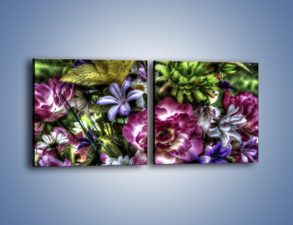 Obraz na płótnie – Kwiaty w różnych odcieniach – dwuczęściowy kwadratowy poziomy GR318