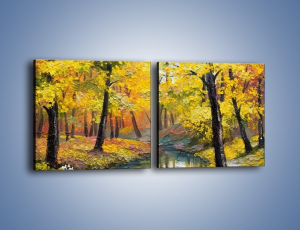 Obraz na płótnie – Jesienną pora w lesie – dwuczęściowy kwadratowy poziomy GR434