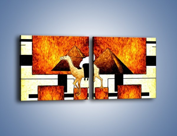 Obraz na płótnie – Wędrówka na wielbłądzie – dwuczęściowy kwadratowy poziomy GR593