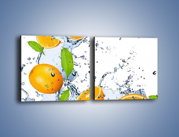 Obraz na płótnie – Orzeźwiające pomarańcze z miętą – dwuczęściowy kwadratowy poziomy JN003