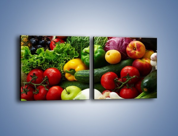 Obraz na płótnie – Mix warzywno-owocowy – dwuczęściowy kwadratowy poziomy JN006