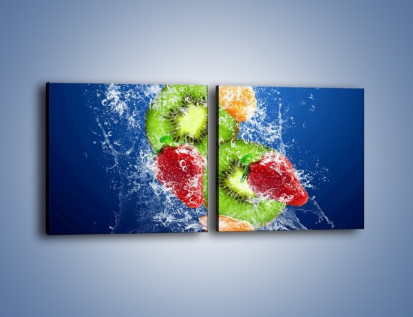 Obraz na płótnie – Soczyste kawałki owoców w wodzie – dwuczęściowy kwadratowy poziomy JN023