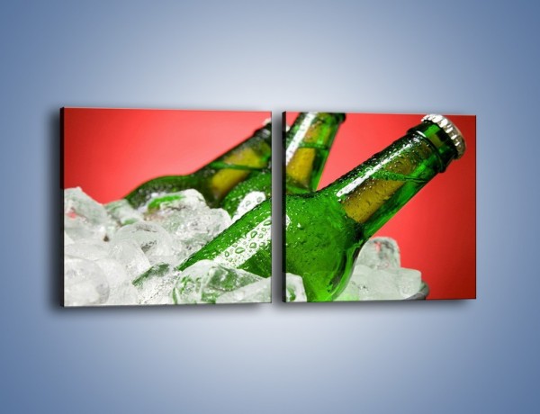 Obraz na płótnie – Zmrożone butelki piwa – dwuczęściowy kwadratowy poziomy JN025