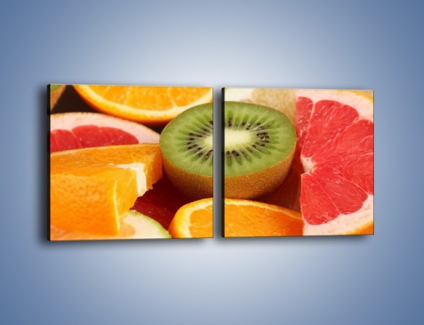 Obraz na płótnie – Kolorowe połówki owoców – dwuczęściowy kwadratowy poziomy JN026