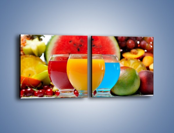 Obraz na płótnie – Kolorowe drineczki z soczystych owoców – dwuczęściowy kwadratowy poziomy JN029