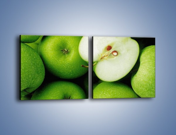 Obraz na płótnie – Zielone jabłuszka – dwuczęściowy kwadratowy poziomy JN039