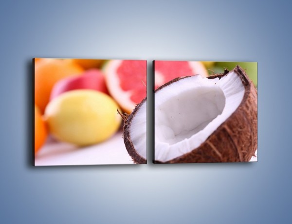Obraz na płótnie – Kokosowo-owocowy mix – dwuczęściowy kwadratowy poziomy JN042