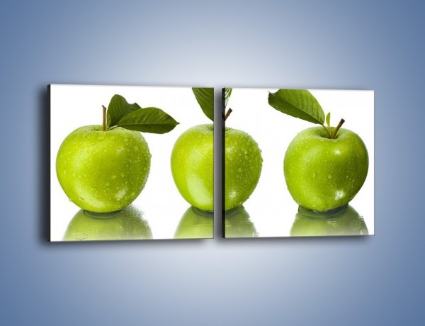 Obraz na płótnie – Świeżo umyte zielone jabłka – dwuczęściowy kwadratowy poziomy JN047