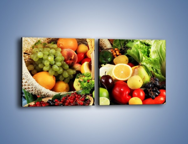 Obraz na płótnie – Kosz pełen owocowo-warzywnego zdrowia – dwuczęściowy kwadratowy poziomy JN059
