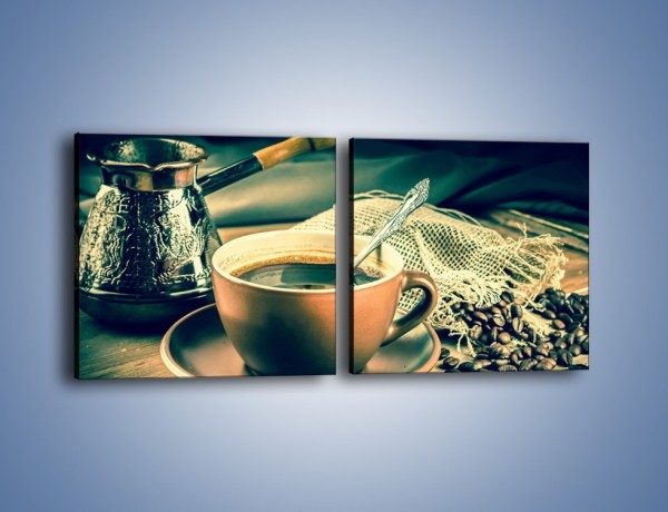Obraz na płótnie – Czarna kawa arabica – dwuczęściowy kwadratowy poziomy JN064