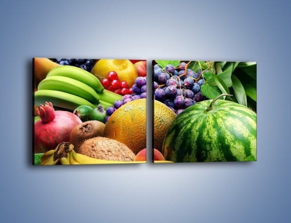 Obraz na płótnie – Stół pełen dojrzałych owoców – dwuczęściowy kwadratowy poziomy JN072