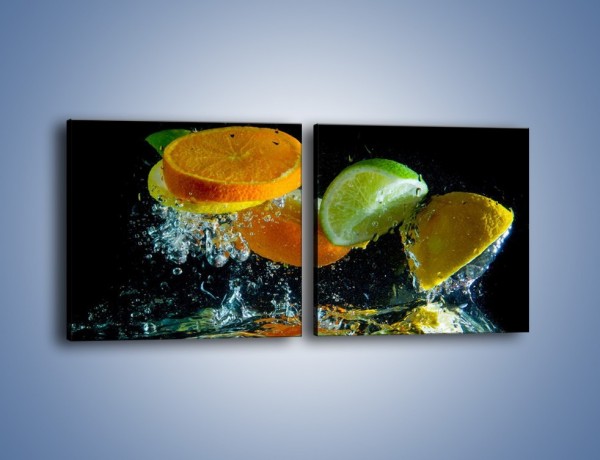 Obraz na płótnie – Radośnie skąpane owocowe kawałki – dwuczęściowy kwadratowy poziomy JN099