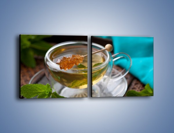 Obraz na płótnie – Oczyszczająca zielona herbata – dwuczęściowy kwadratowy poziomy JN104