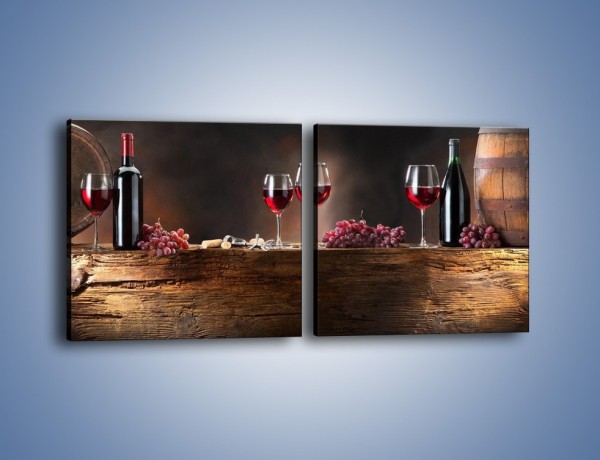 Obraz na płótnie – Beczuszki czerwonego wina – dwuczęściowy kwadratowy poziomy JN142