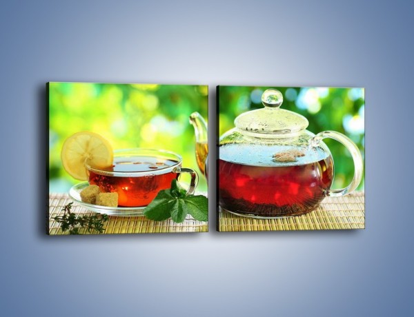 Obraz na płótnie – Ogrodowa herbatka – dwuczęściowy kwadratowy poziomy JN235