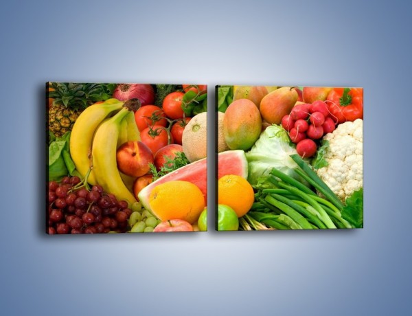 Obraz na płótnie – Mieszanka owocowo-warzywna – dwuczęściowy kwadratowy poziomy JN245