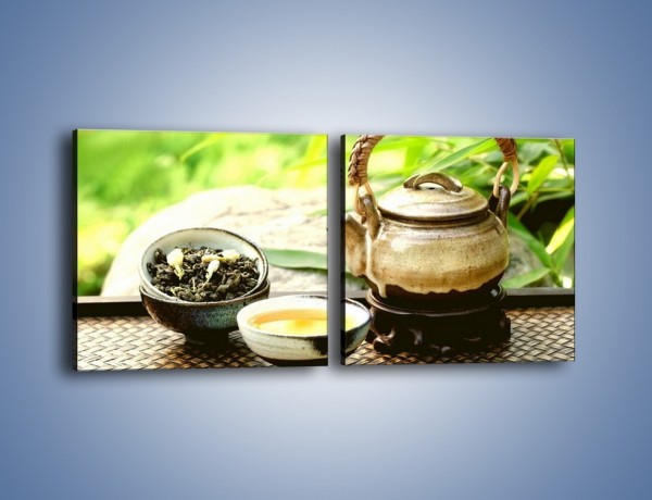 Obraz na płótnie – Herbata na świeżym powietrzu – dwuczęściowy kwadratowy poziomy JN249